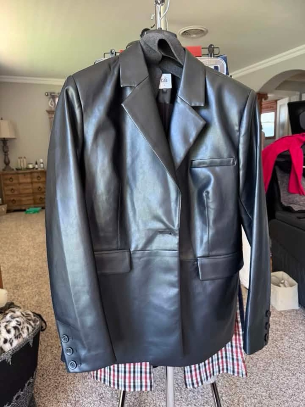 Cabi Women’s Black Faux Leather Blazer Jacket